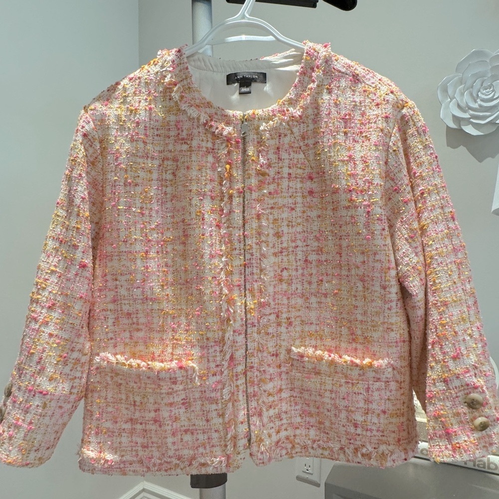 Ann Taylor Pink and Orange Tweed Jacket